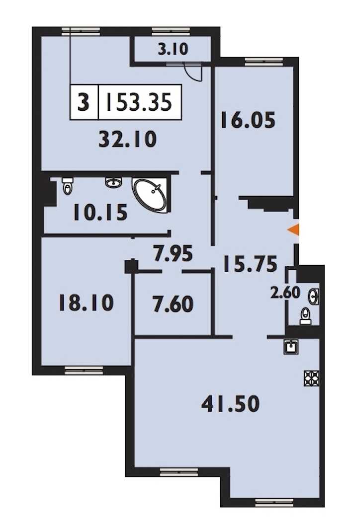 Трехкомнатная квартира в Группа ЛСР: площадь 153.2 м2 , этаж: 8 – купить в Санкт-Петербурге